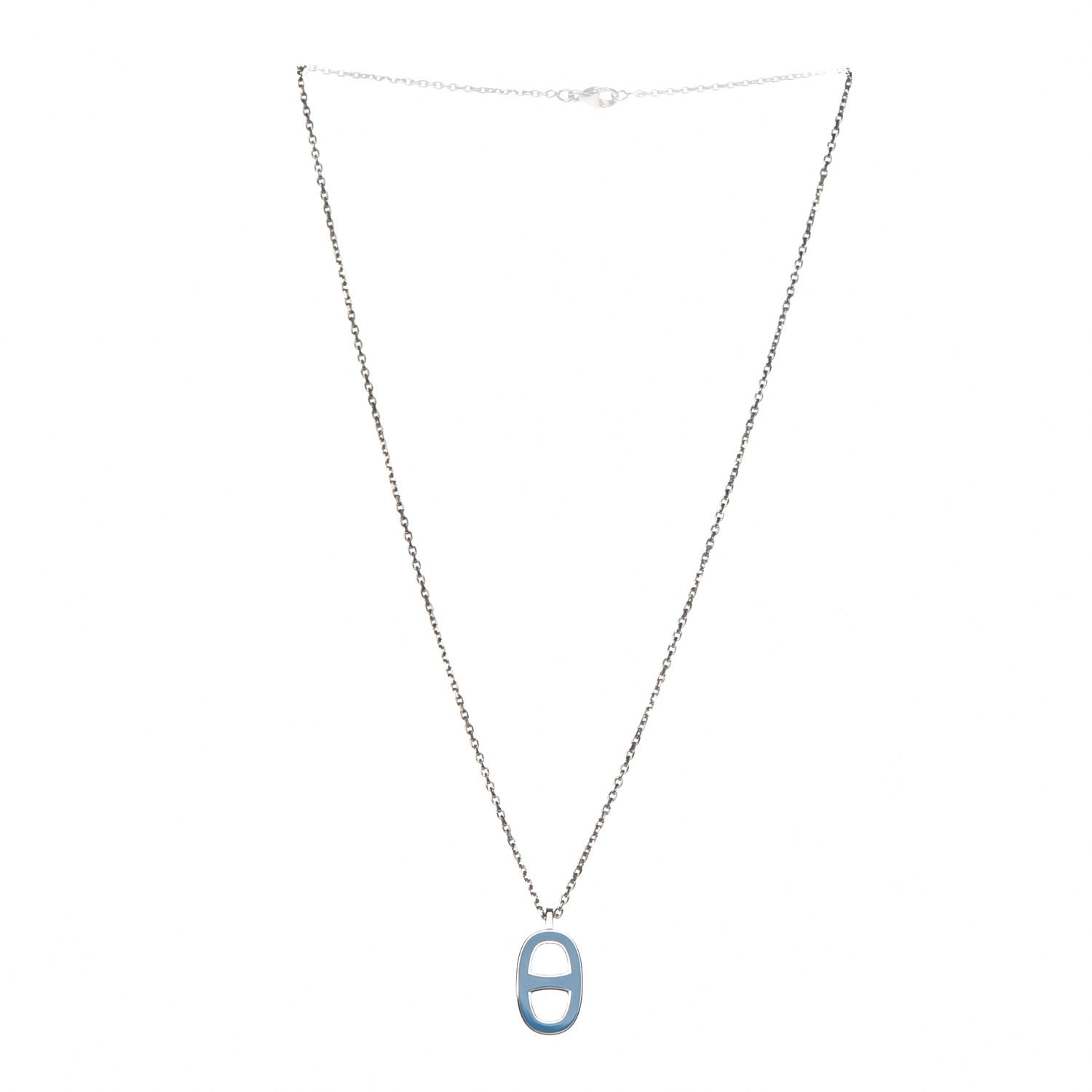 Hermes Lacquered Iliade Pendant Necklace Bleu Paradis 1 of 7