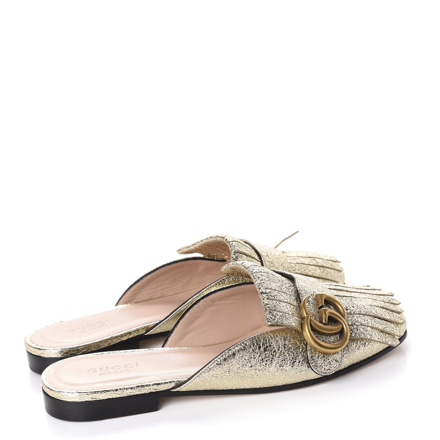 Gucci Galassia Womens GG Marmont Fringe Slippers 35.5 Platino 4 of 9