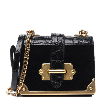 Prada Velvet Crocodile Micro Cahier Bag Black 1 of 11