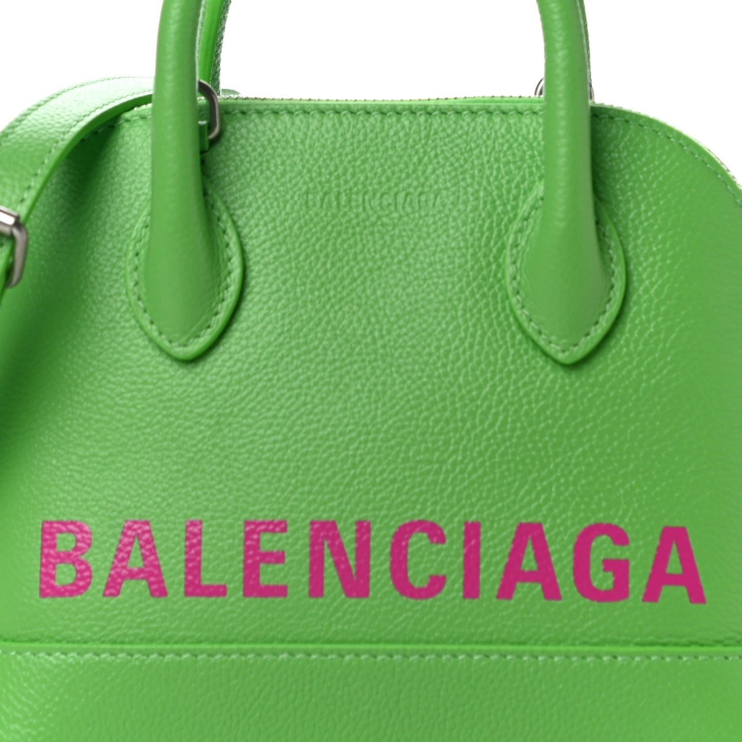 Grained Calfskin XXS Ville Top Handle Bag Light Green Fuchsia