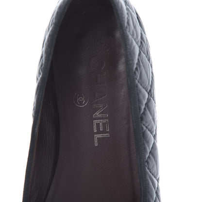 Chanel Aged Calfskin Quilted CC Cap Toe Ballerina Flats 37.5 Black 9 of 13