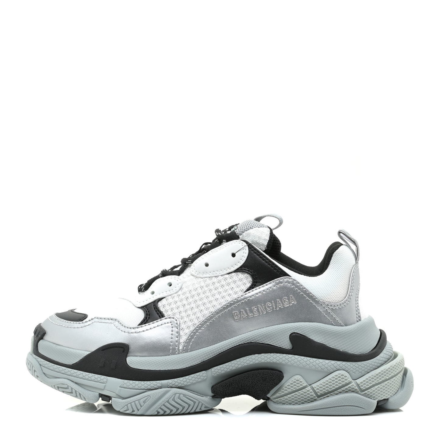 Metallic Fabric Mesh Womens Triple S Sneakers 39 Grey Dark Grey Black