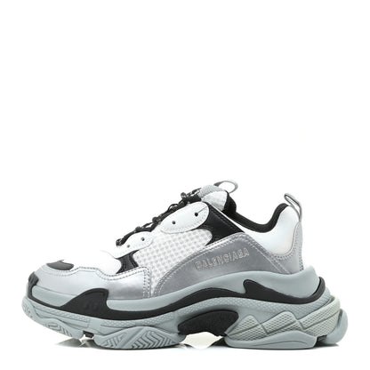 Balenciaga Metallic Fabric Mesh Womens Triple S Sneakers 39 Grey Dark Grey Black 1 of 7
