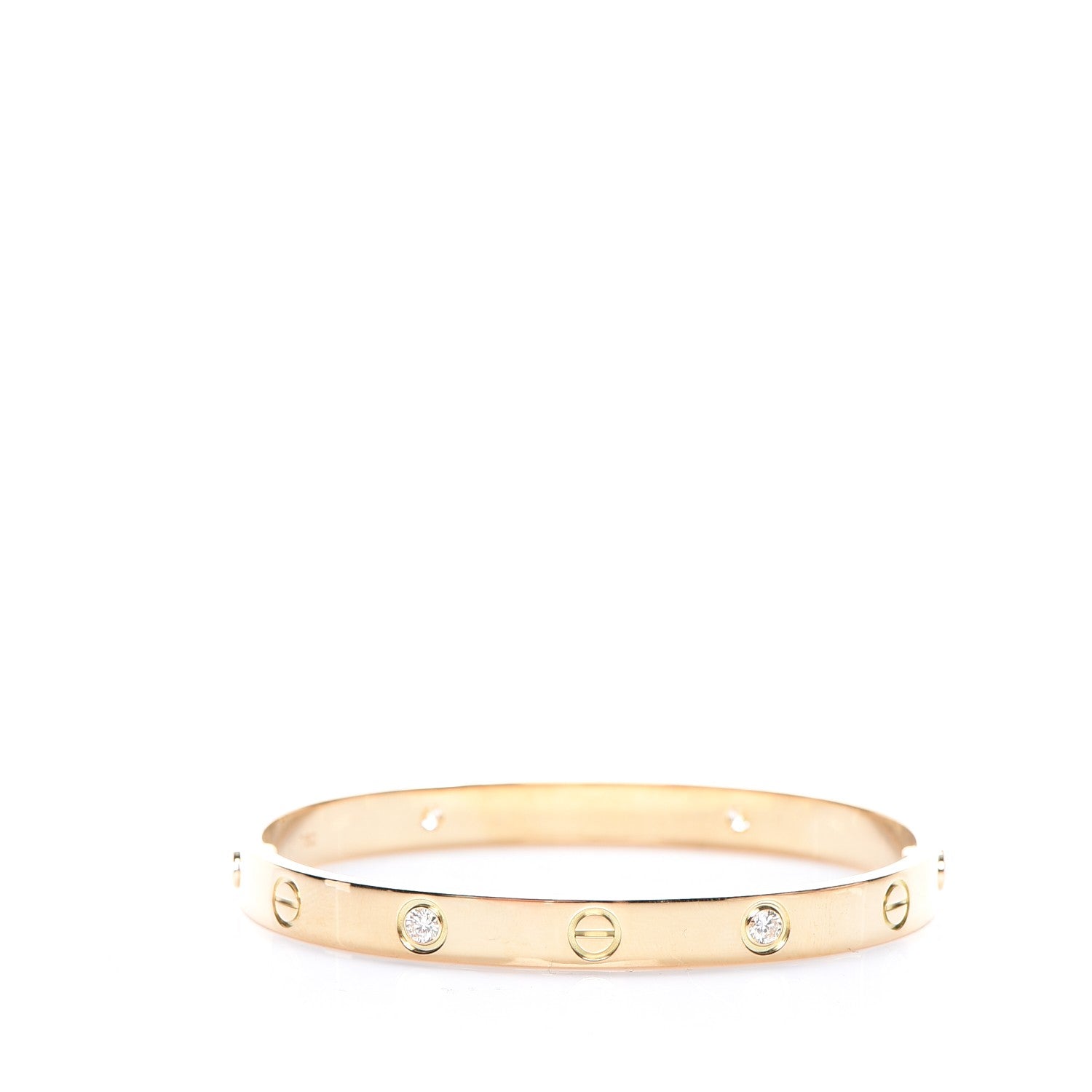 Cartier 18K Yellow Gold 4 Diamond LOVE Bracelet 17 3 of 10