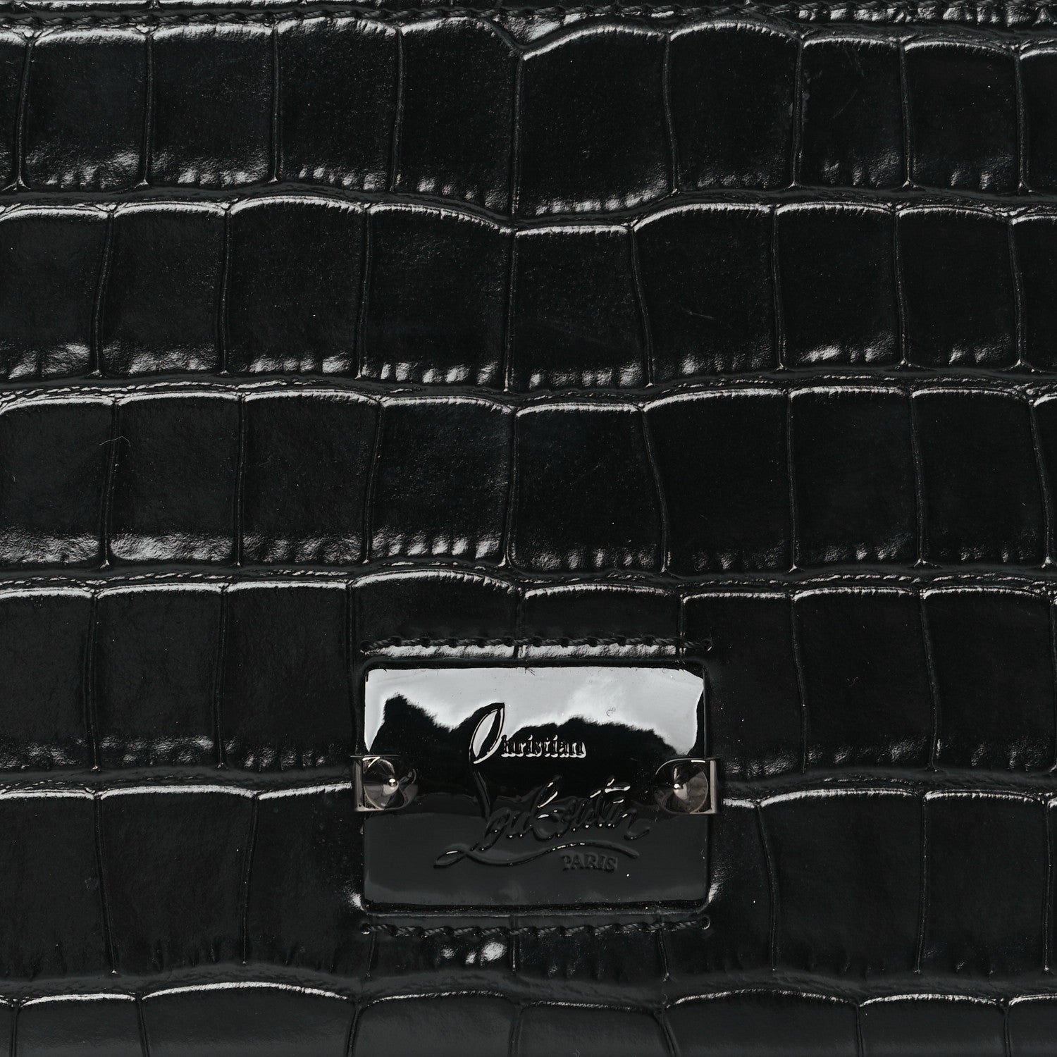 Christian Louboutin Crocodile Embossed Calfskin Kypipouch Travel Toiletry Case Black 6 of 10