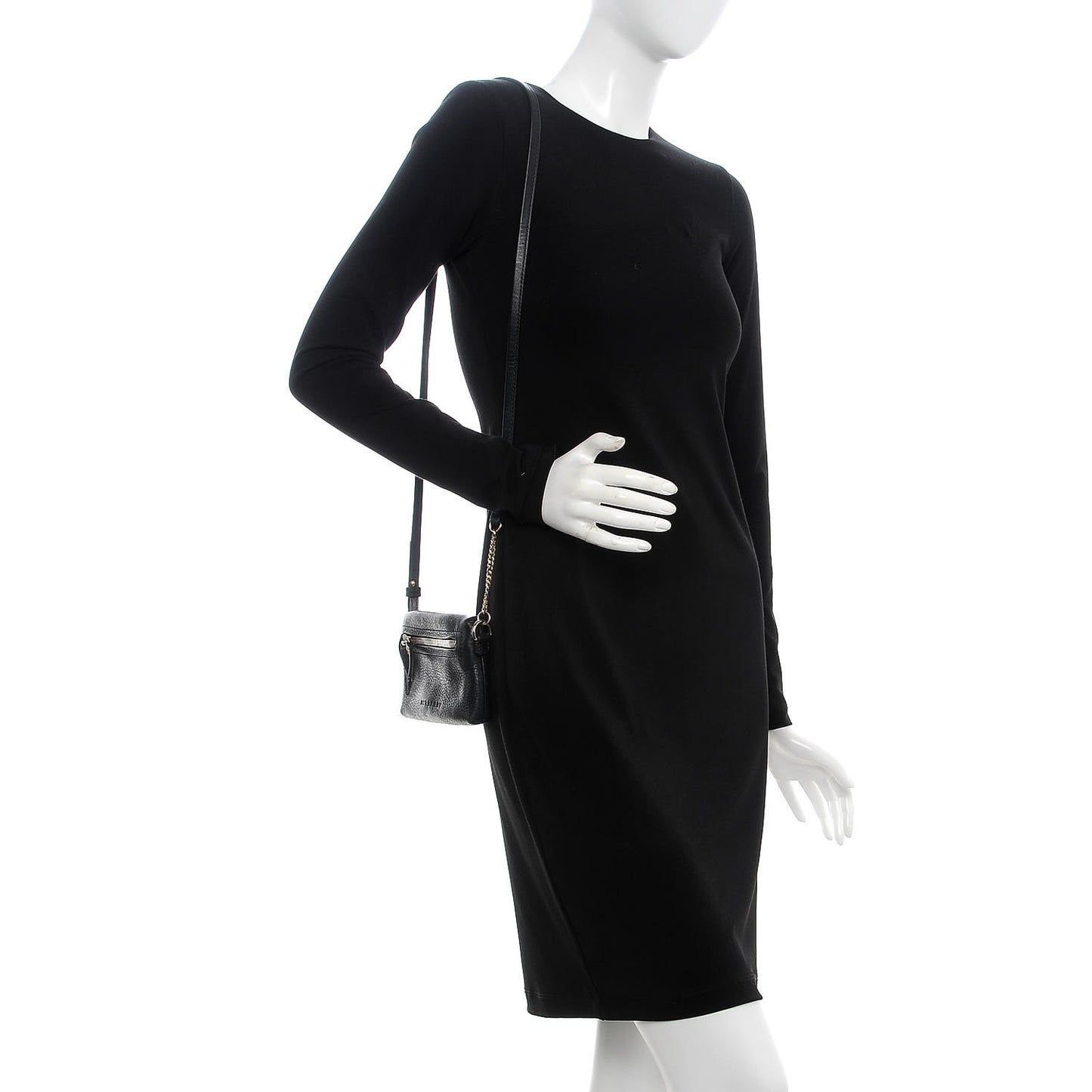 Grain Calfskin Mini Crossbody Bag Black