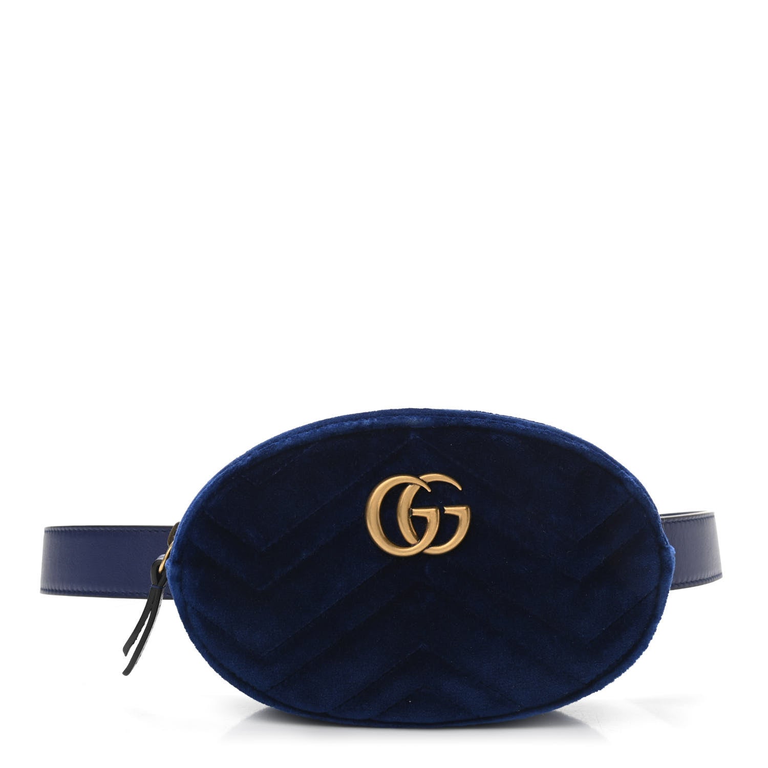 Gucci Velvet Matelasse GG Marmont Belt Bag 85 34 Cobalt Blue 1 of 10
