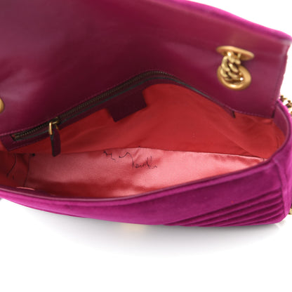 Gucci Velvet Matelasse Medium GG Marmont Shoulder Bag Rubin 8 of 25