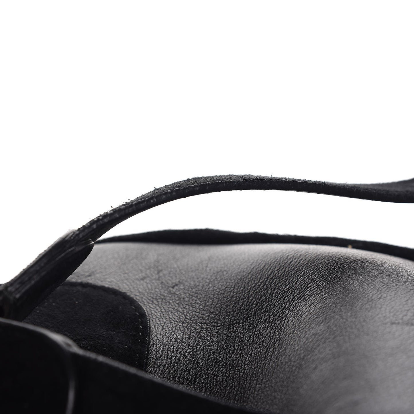 Baby Daim Suede Gold Metallic Edge Hardware Backpack Black