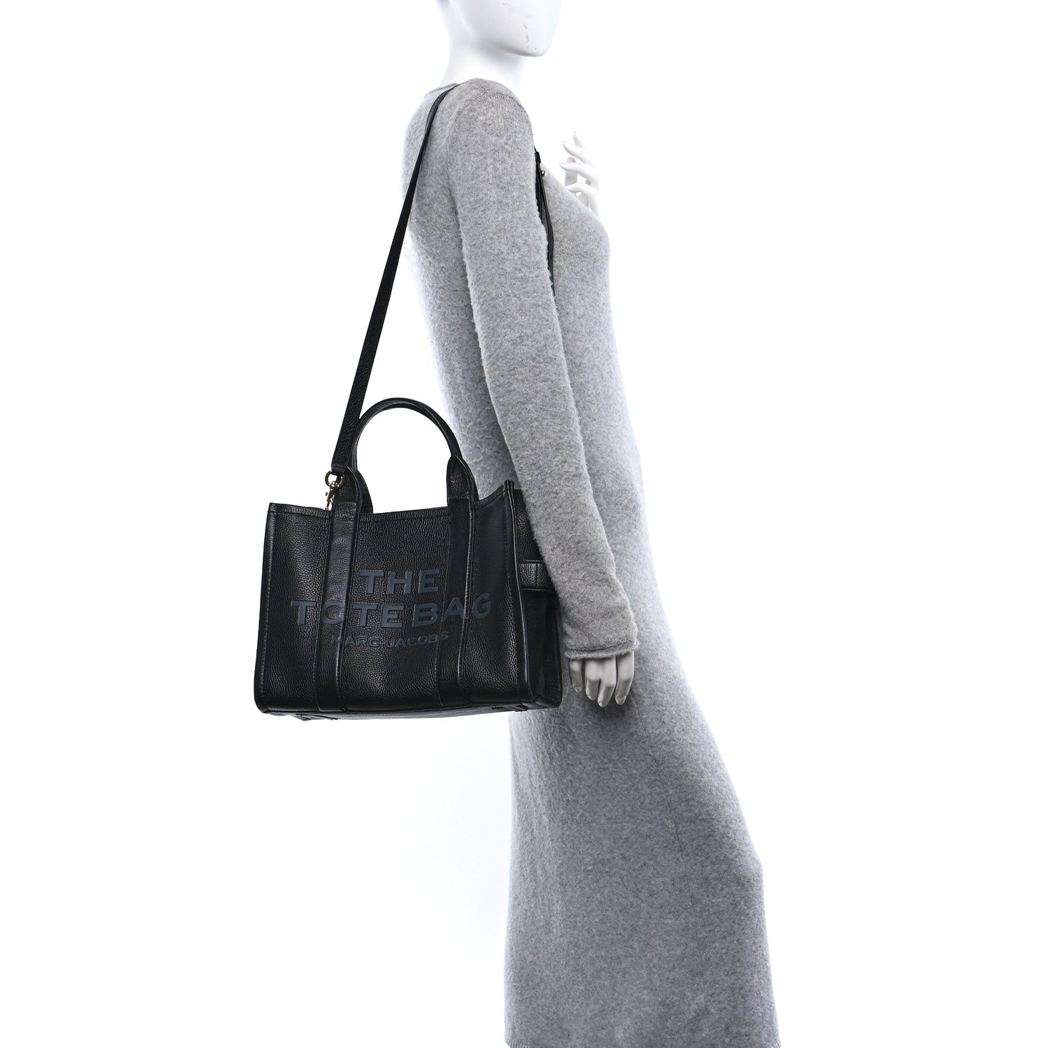 Marc Jacobs Grained Calfskin Medium The Tote Bag Black 2 of 9