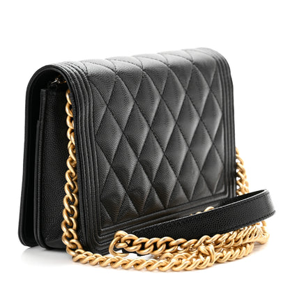 Chanel Caviar Quilted Boy Wallet On Chain WOC Black 3 of 11