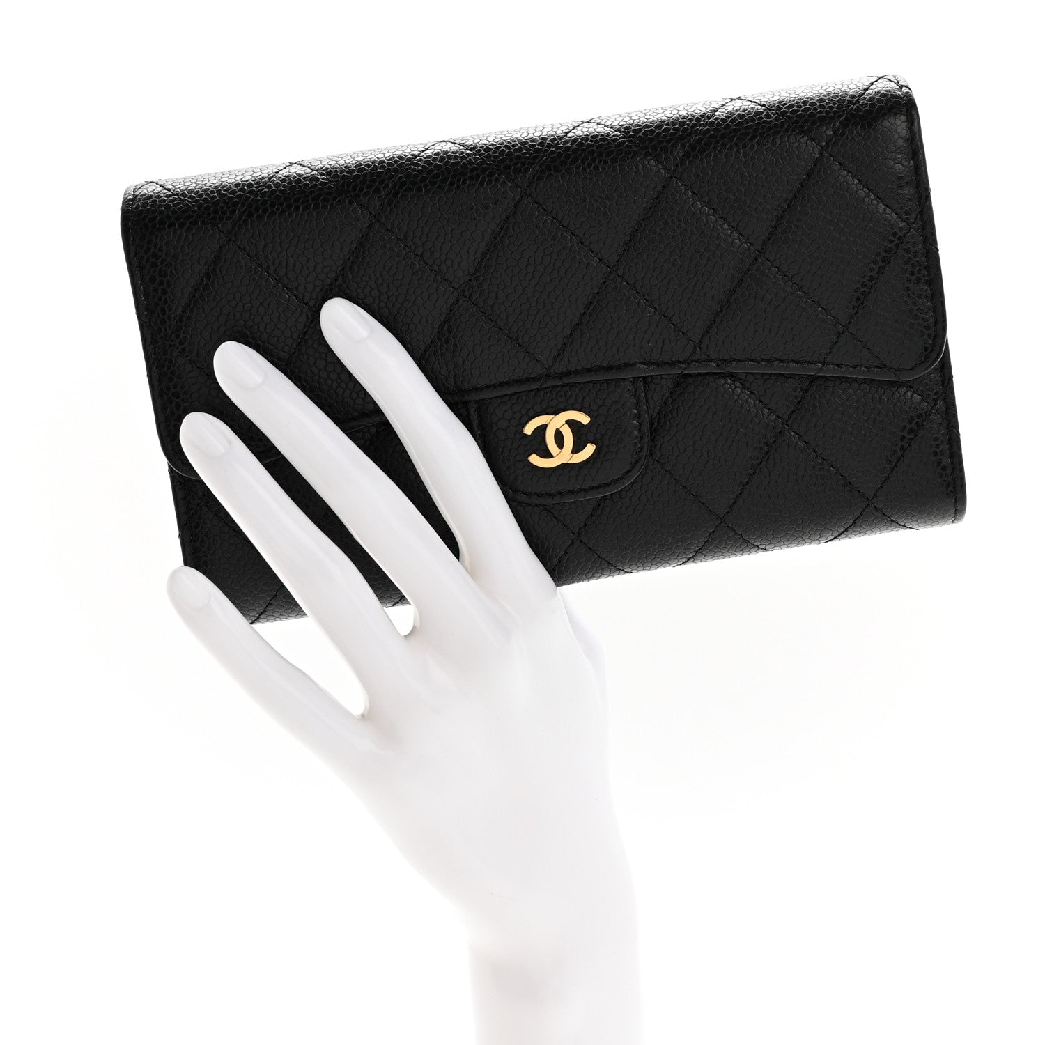 Chanel Caviar Quilted Large Flap Wallet Black 2 of 9