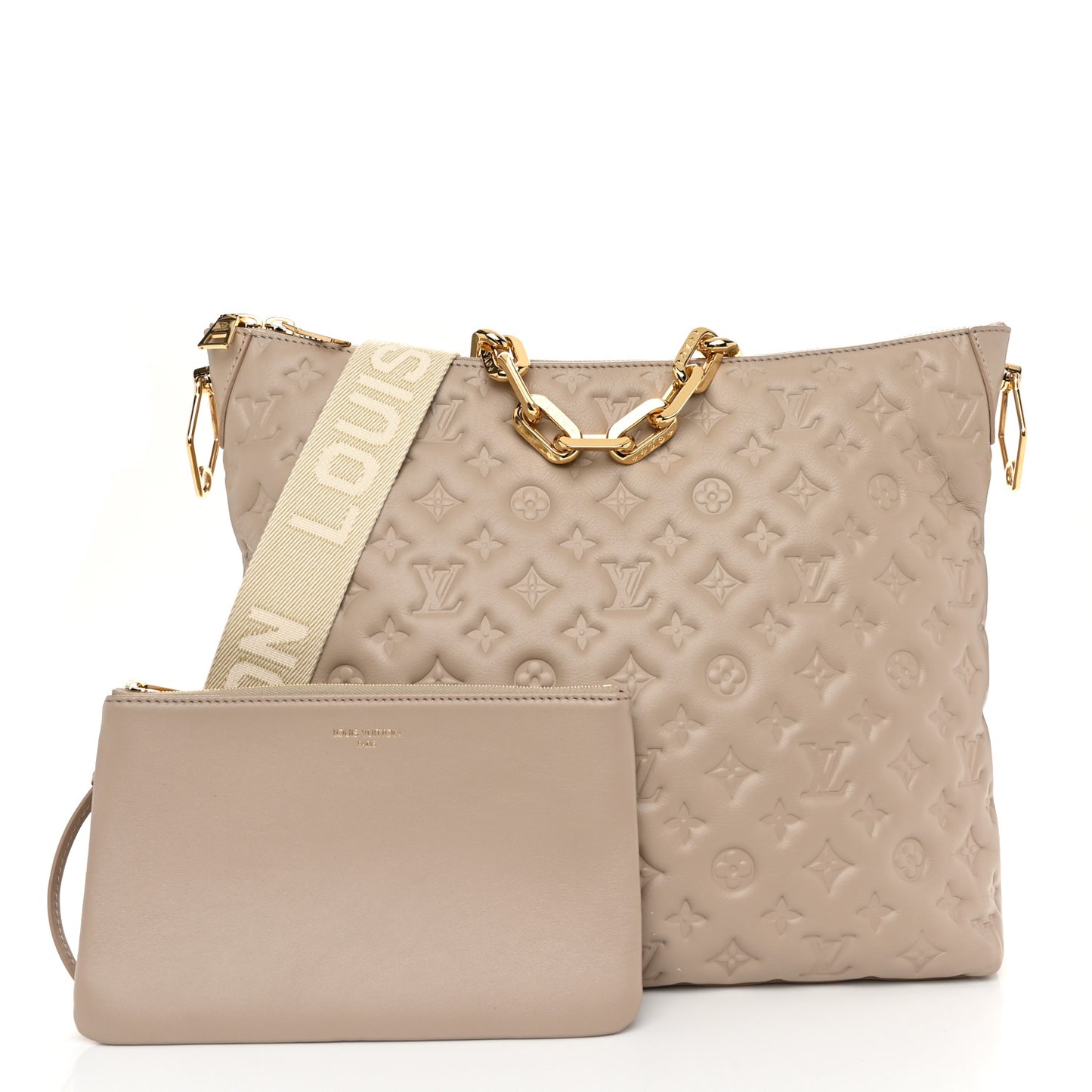 Lambskin Embossed Monogram Coussin Hobo MM Galet