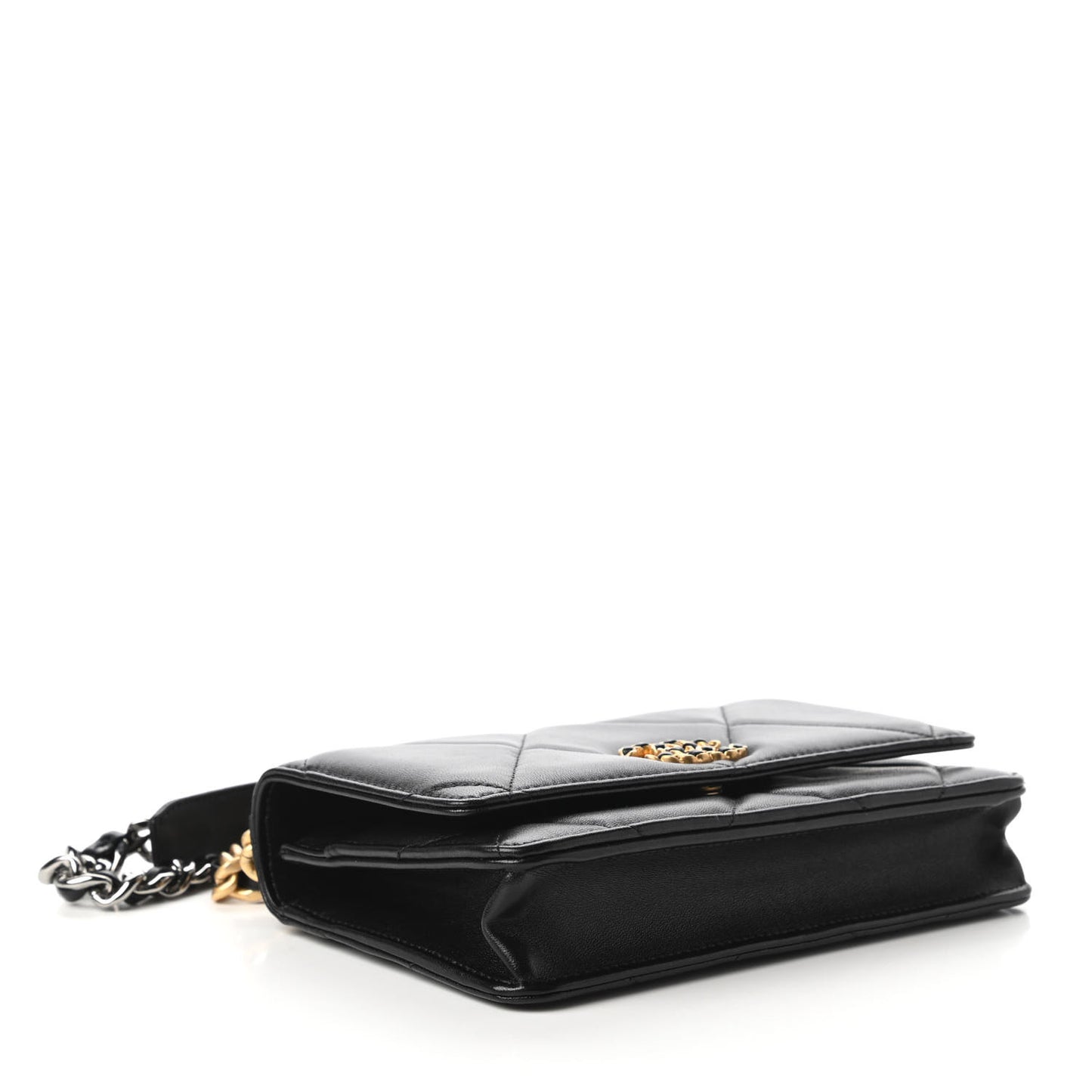 Lambskin Quilted Chanel 19 Wallet On Chain WOC Black