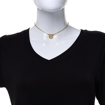 Chanel Crystal CC Medallion Pendant Necklace Gold 2 of 6