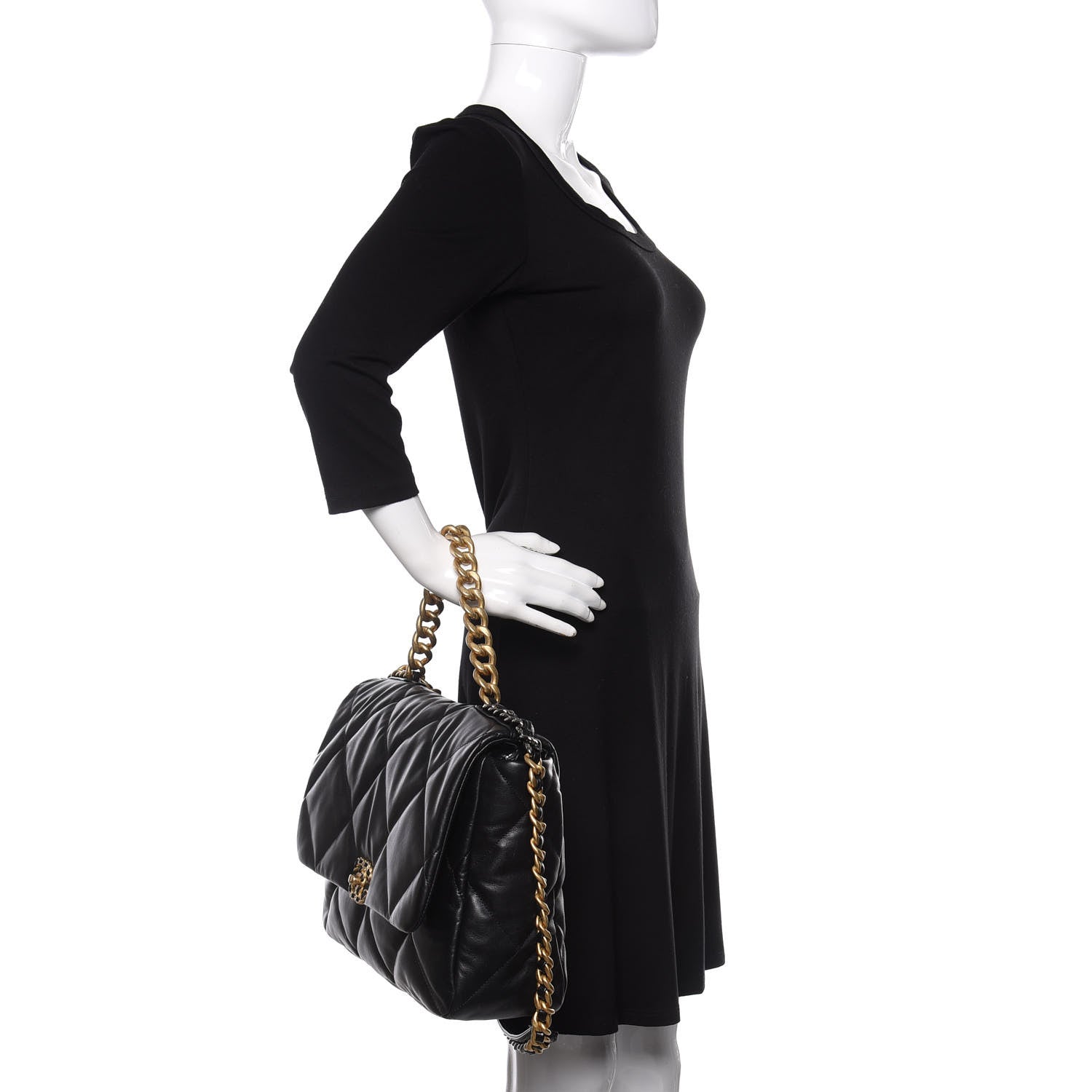 Chanel Goatskin Quilted Maxi 19 Flap Black 3 of 12