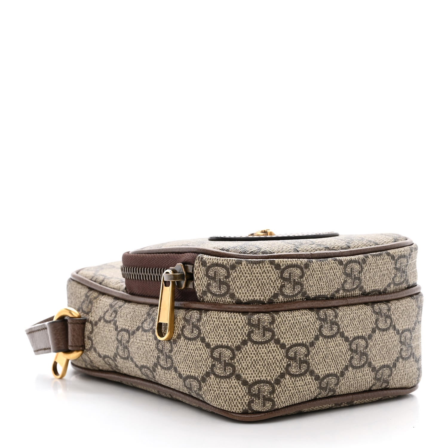 Gucci GG Supreme Monogram Mini Neo Vintage Double Zip Messenger Bag Beige New Acero Crop 4 of 12