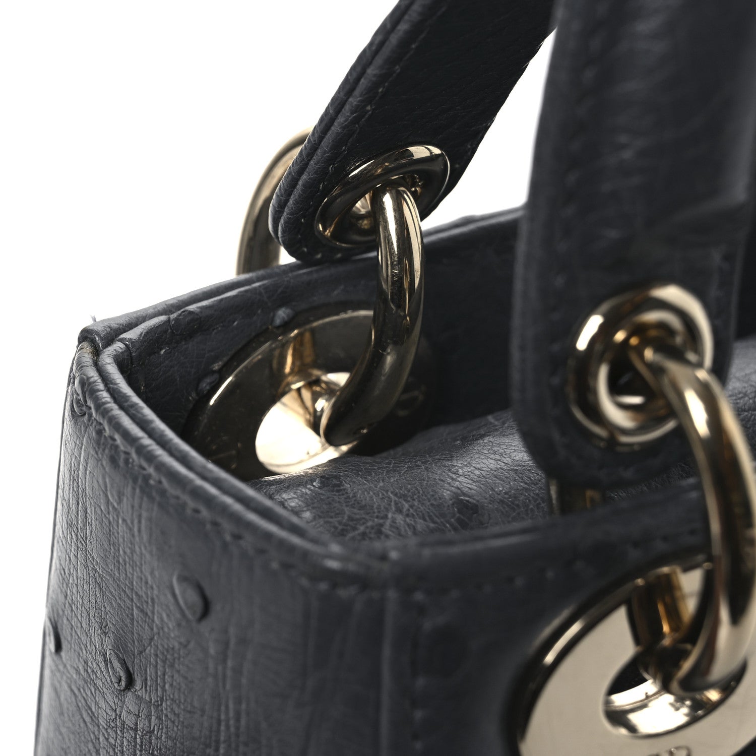 小物 Christian Dior Christian Dior Ostrich Mini Lady Dior Dark Grey 1749694 – FASHIONPHILE