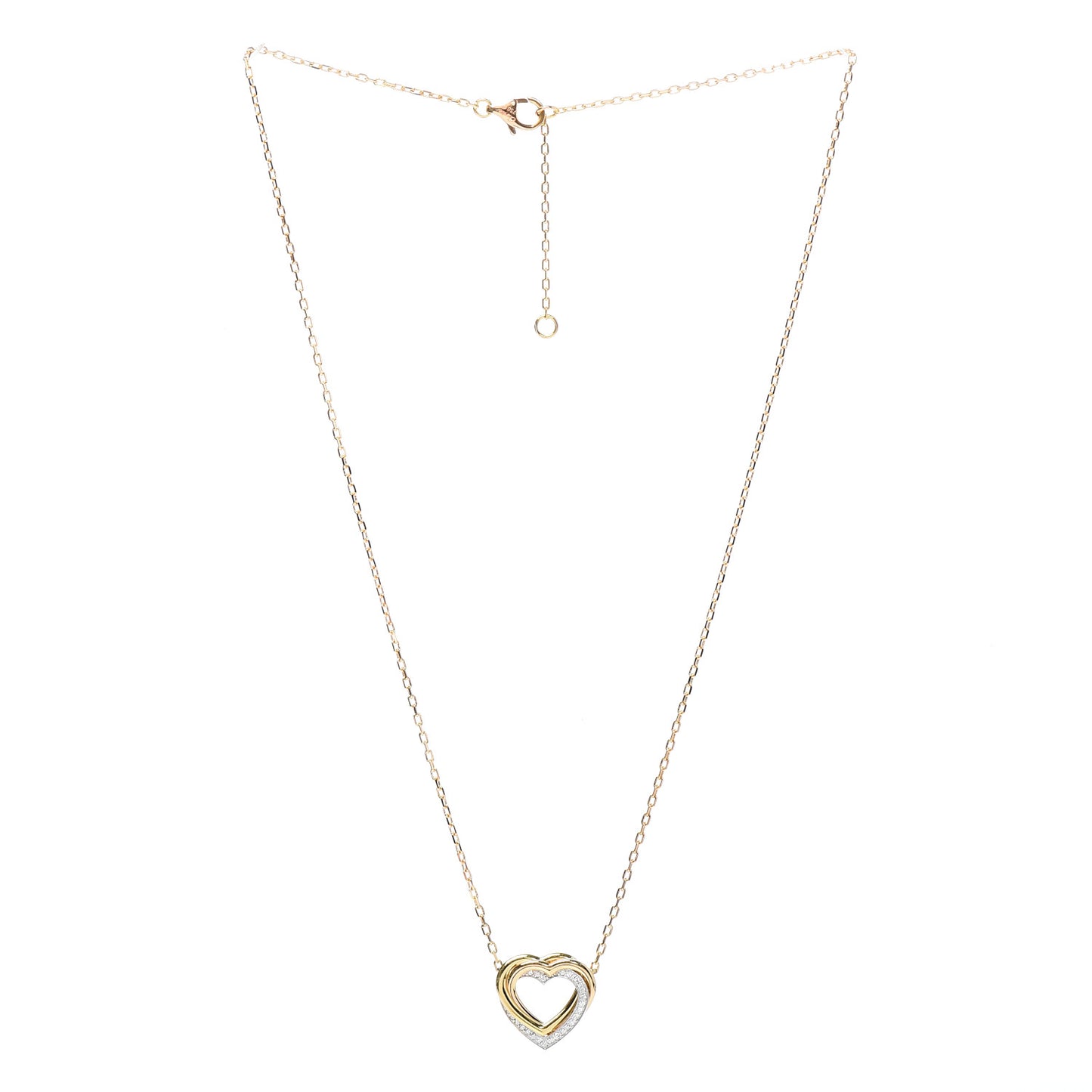 18K Pink Yellow White Gold Diamond Trinity Heart Pendant Necklace