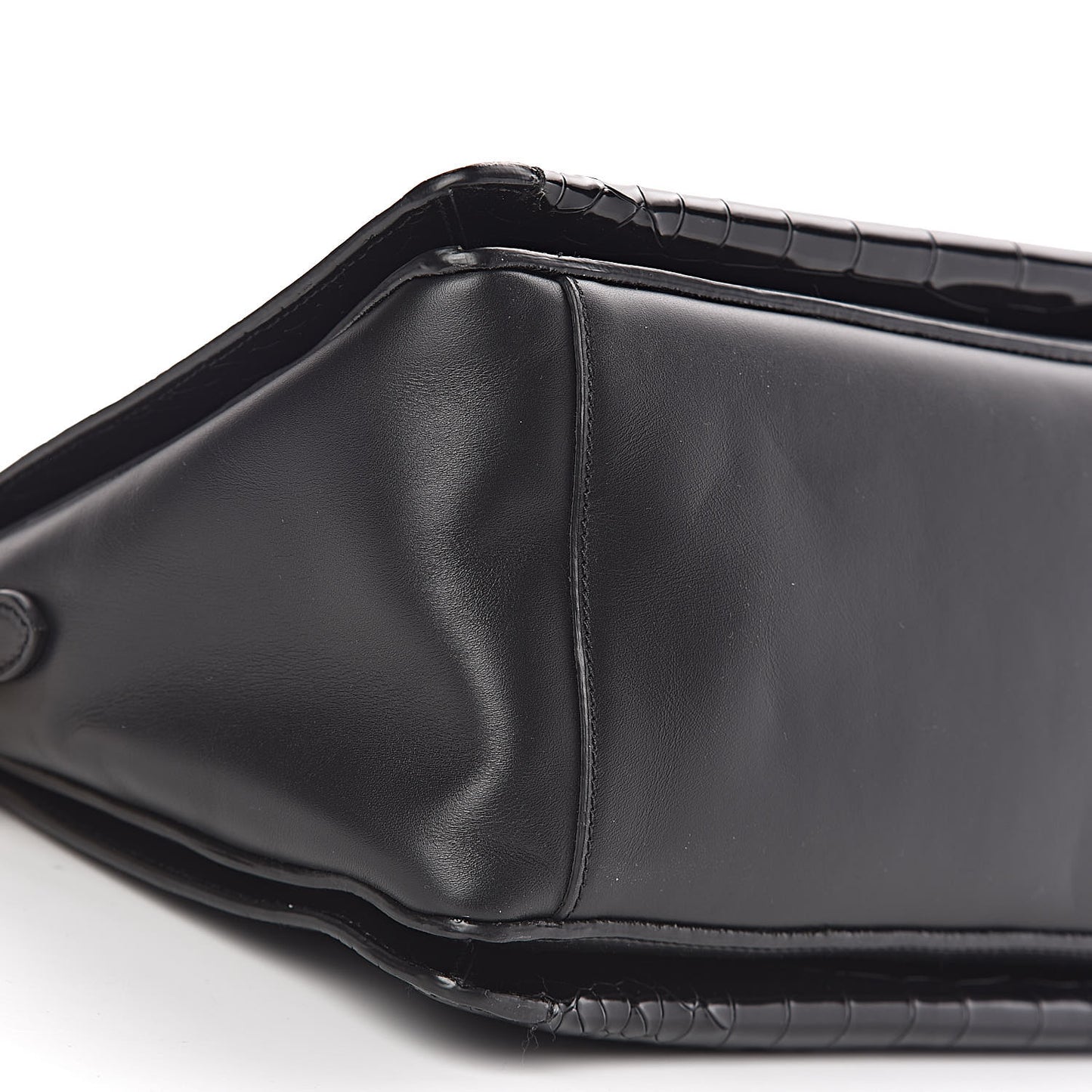 Calfskin Crocodile Embossed Small Classic Stud Tote Black