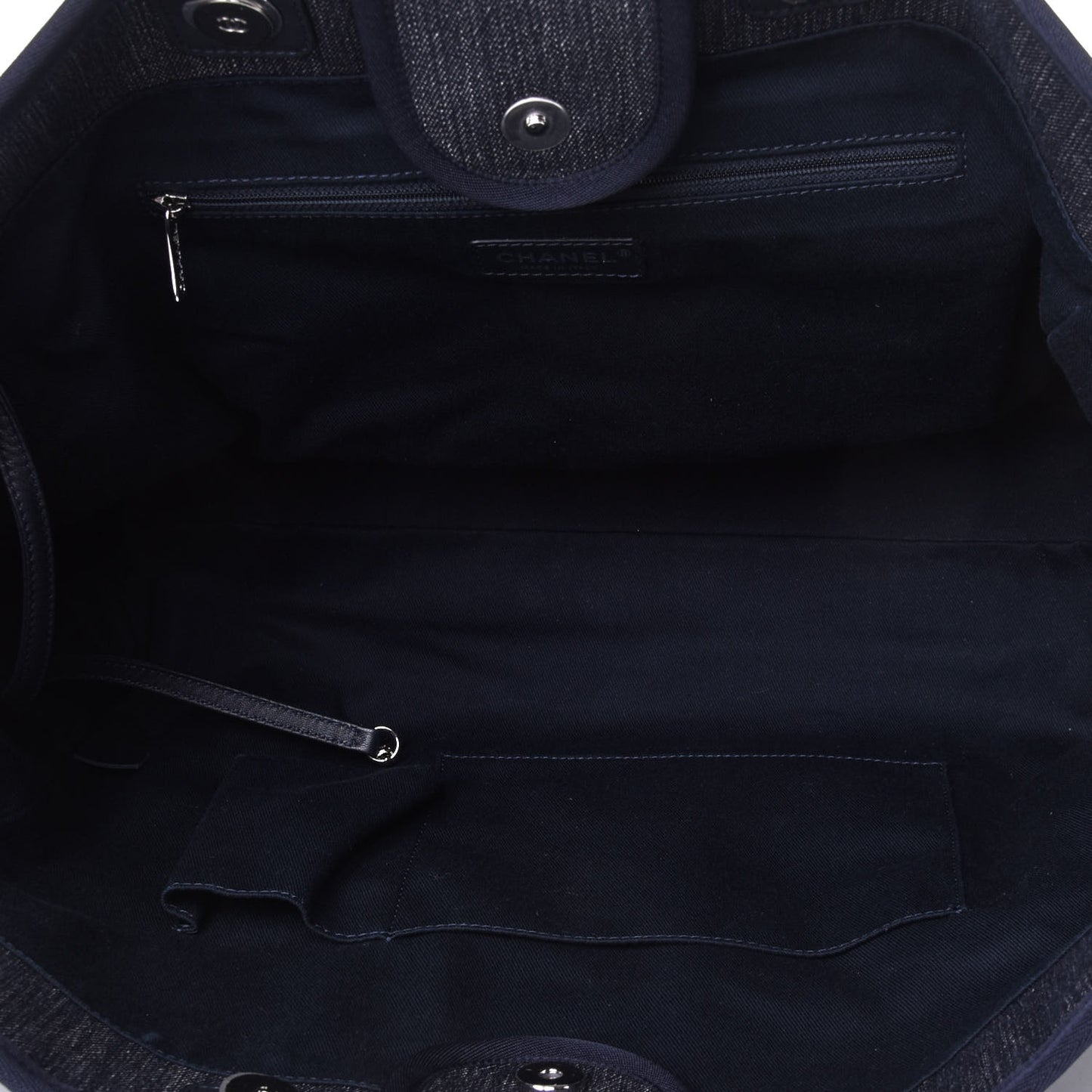 Denim Large Deauville Tote Blue Orange