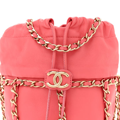 Chanel Lambskin Bucket Chain Drawstring Bag Pink 8 of 11