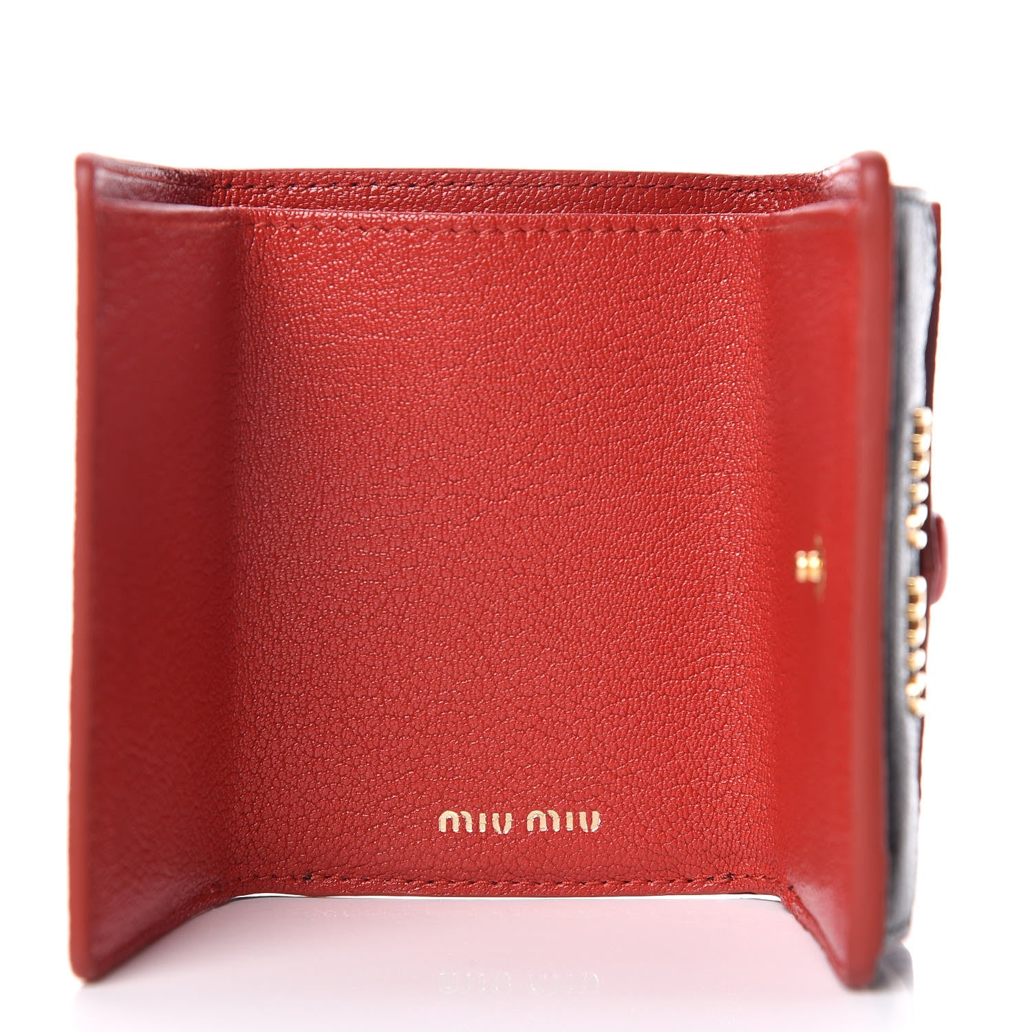 Miu Miu Goatskin Madras Love Wallet Black 5 of 7