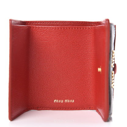Miu Miu Goatskin Madras Love Wallet Black 5 of 7