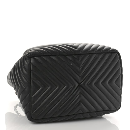 Chanel Lambskin Chevron Large Urban Spirit Drawstring Bag Black 4 of 11