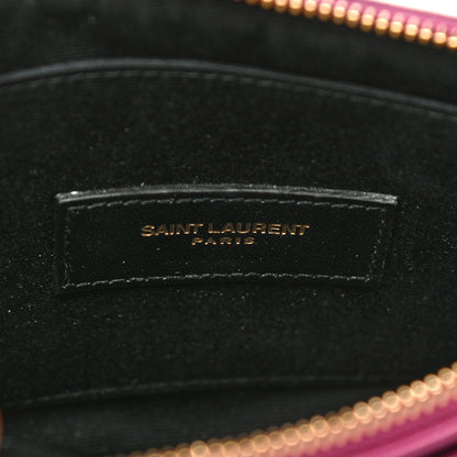 Saint Laurent Grain De Poudre Chevron Monogram Bill Pouch Dark Grape 6 of 11