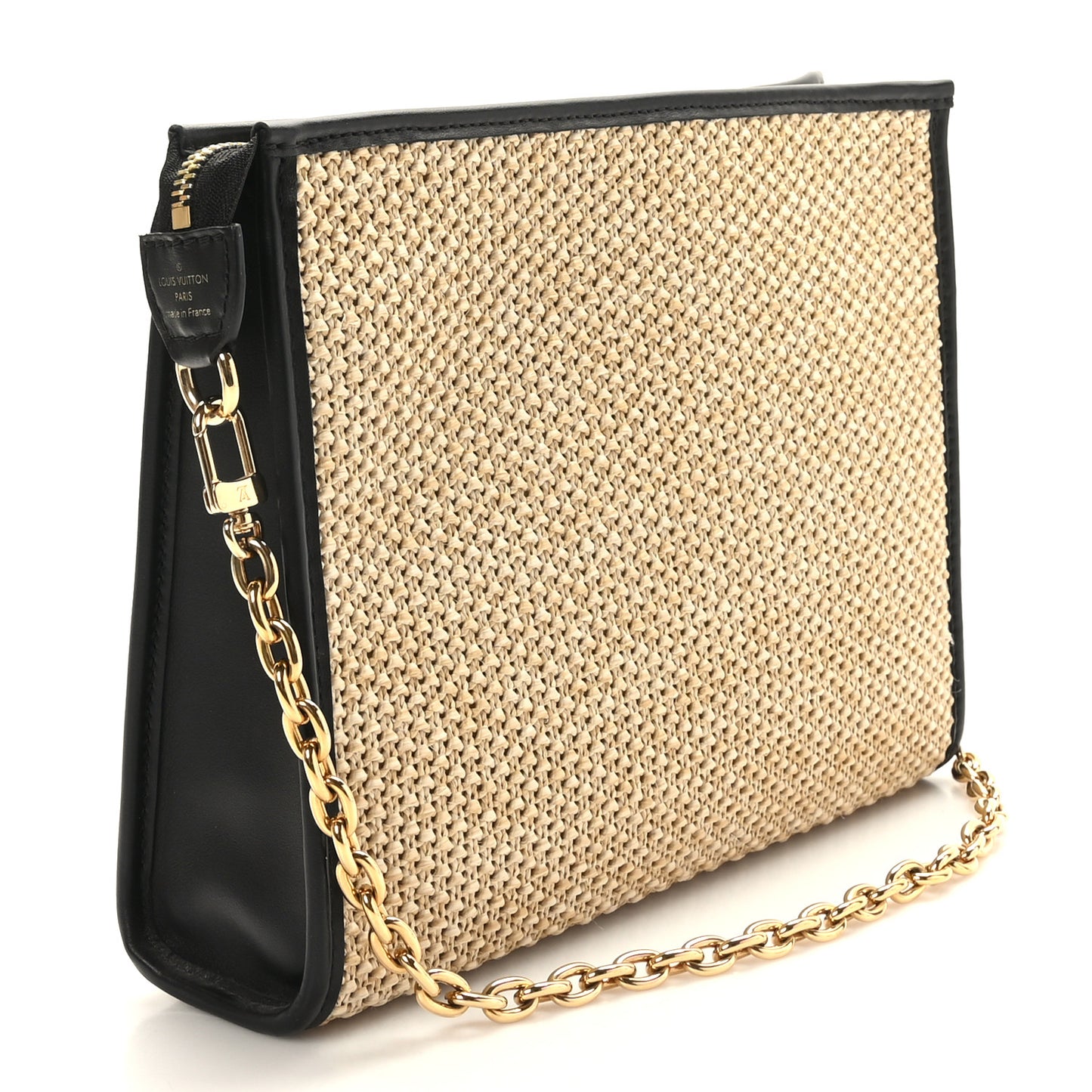 Raffia Calfskin Monogram Giant Pouch