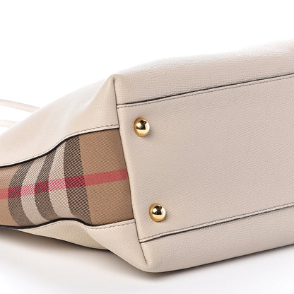Burberry Derby Calfskin House Check Medium Welburn Tote Limestone 8 of 9