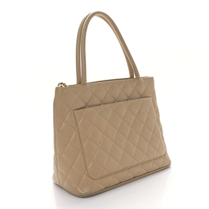 Chanel Caviar Quilted Medallion Tote Beige 3 of 9