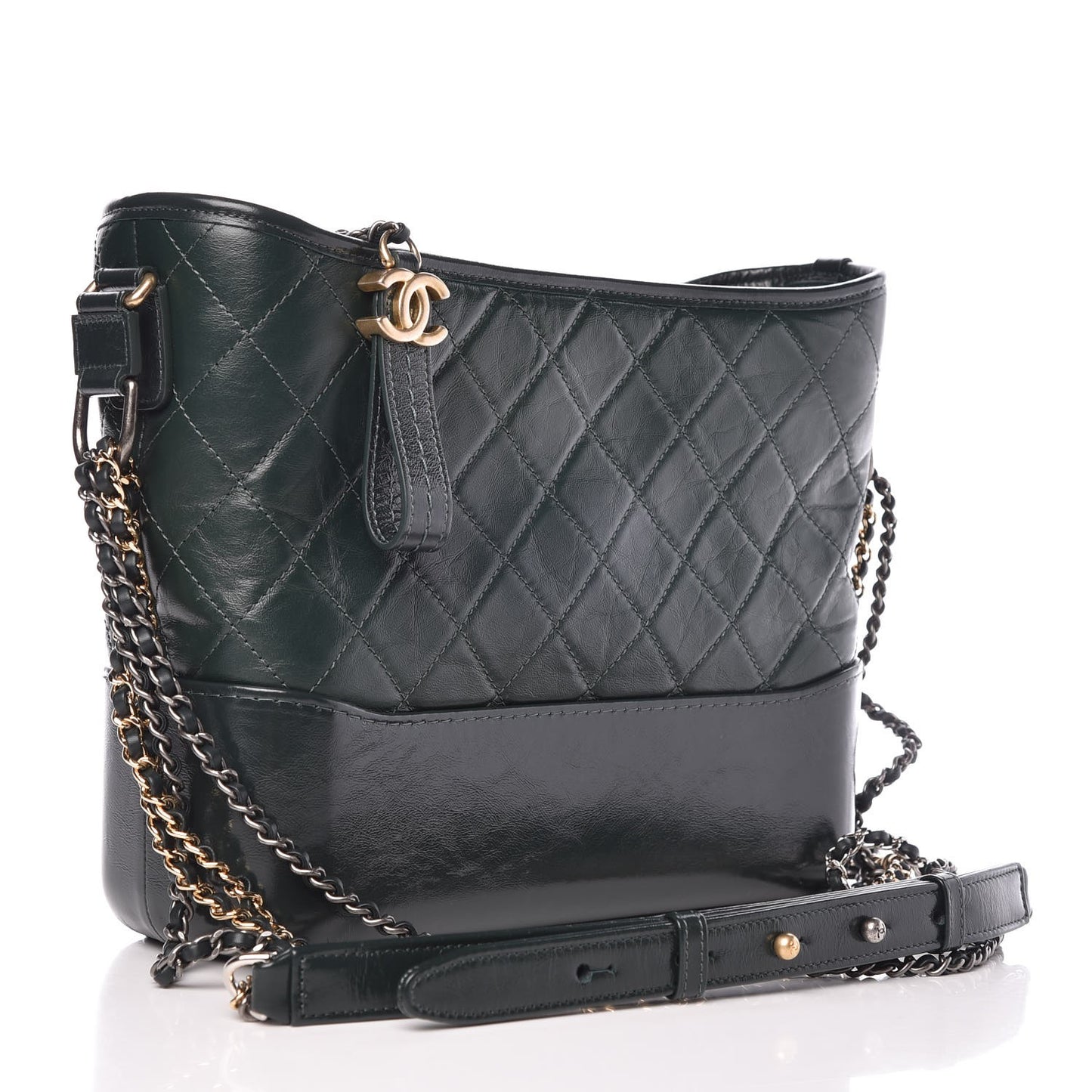 Aged Calfskin Quilted Medium Gabrielle Hobo Green