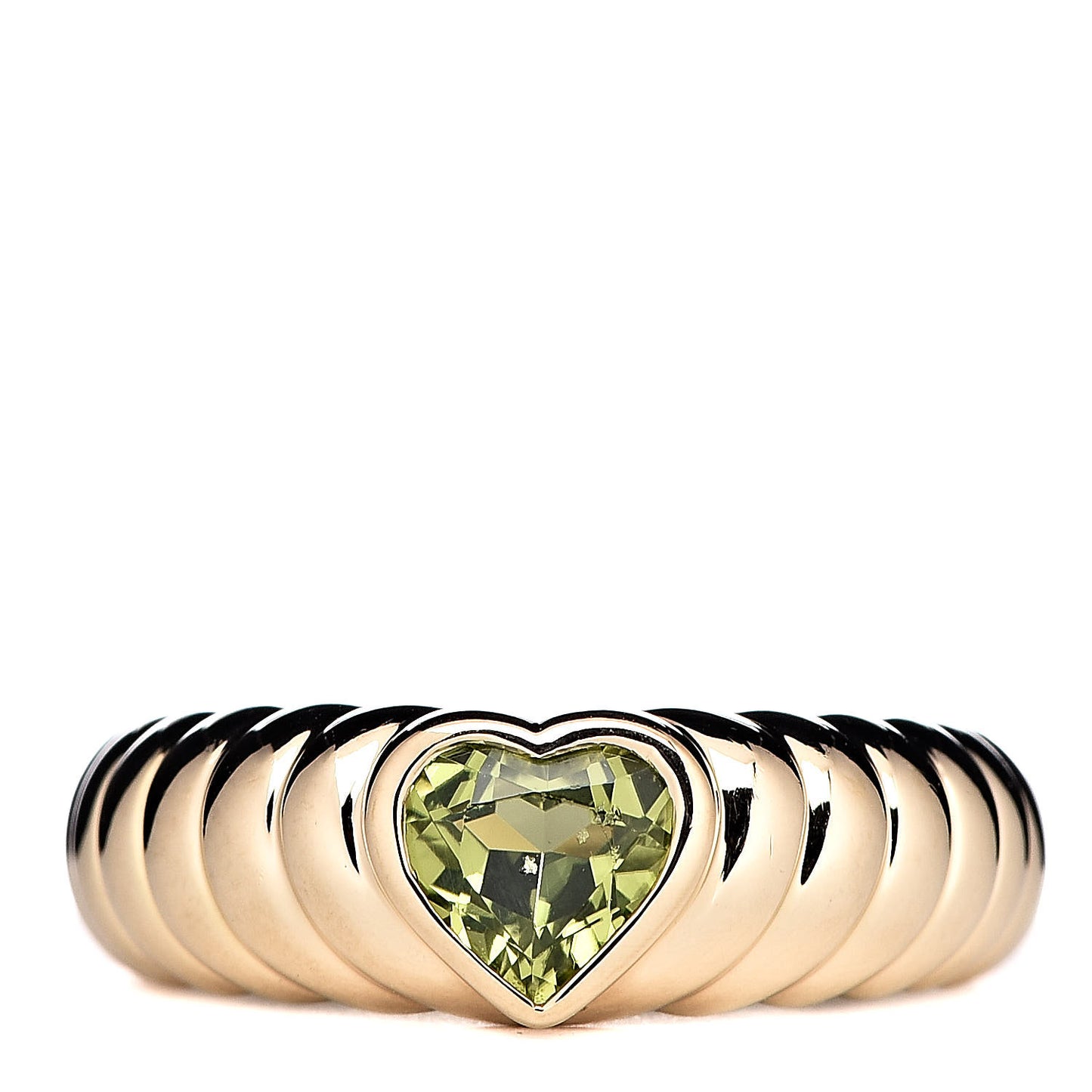 18K Yellow Gold Peridot Heart Ring 49 5
