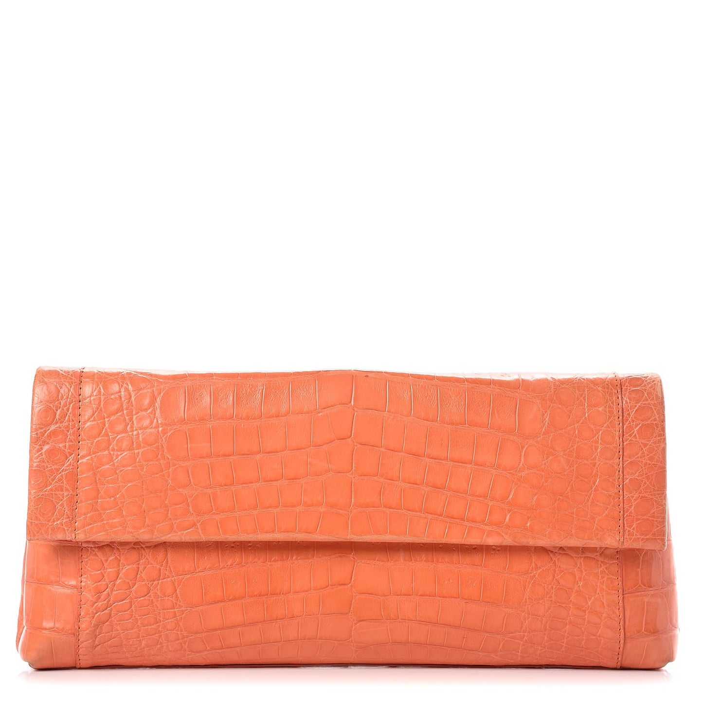 Crocodile Foldover Clutch Orange
