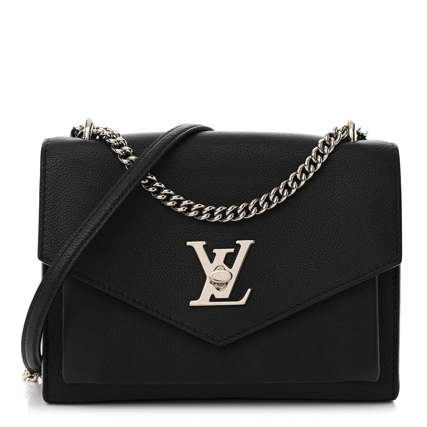 Louis Vuitton Soft Calfskin Mylockme Chain Bag BB Black 1 of 10