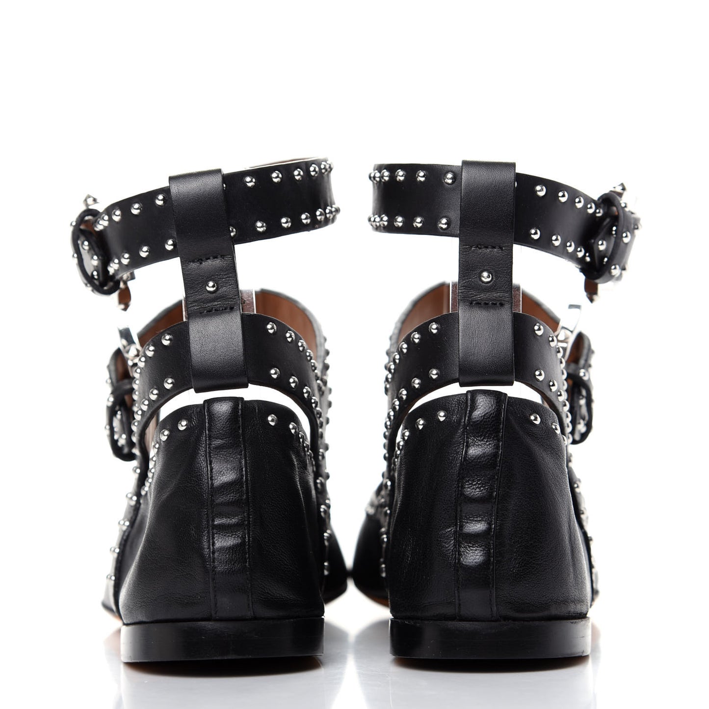 Calfskin Studded Elegant Ballet Flat 37 Black