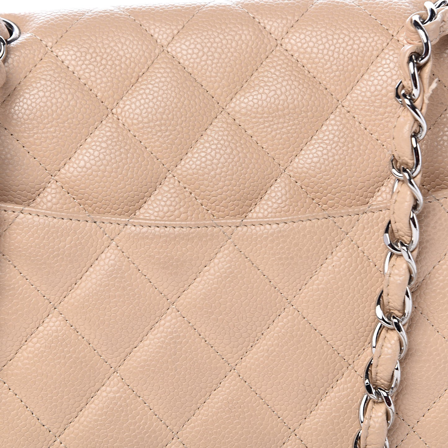 Caviar Quilted Jumbo Single Flap Beige Clair