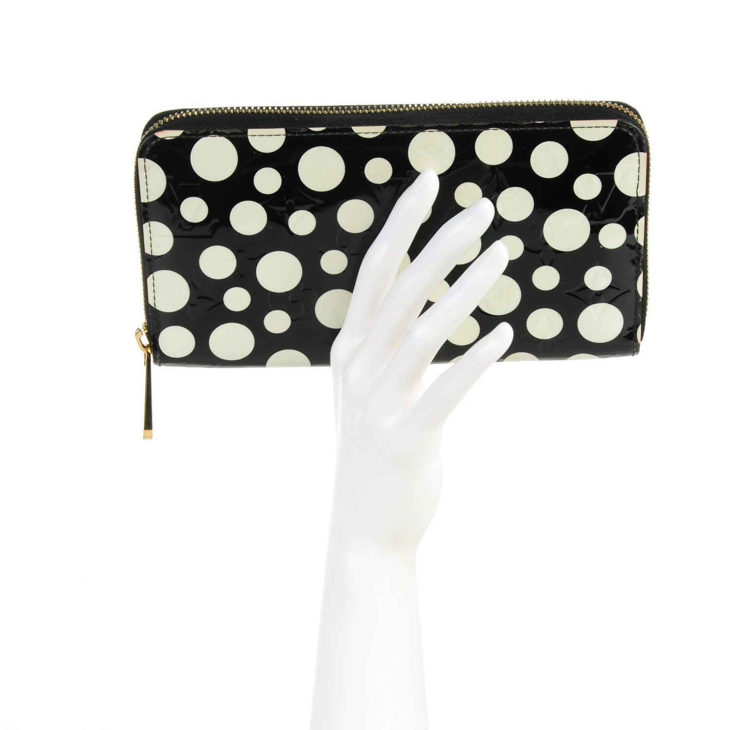 Louis Vuitton Vernis Kusama Infinity Dots Zippy Wallet Black 2 of 11