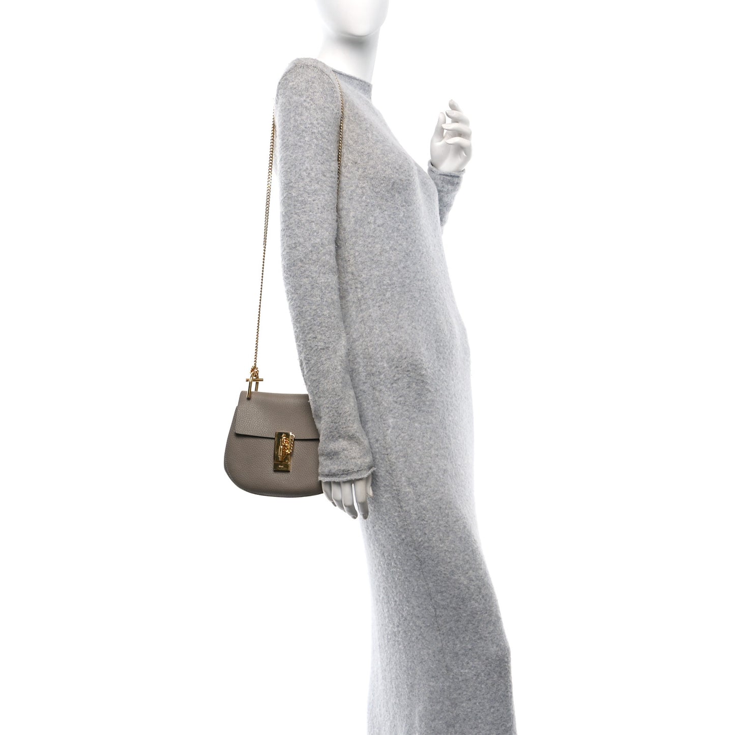 Grained Lambskin Mini Drew Shoulder Bag Motty Grey