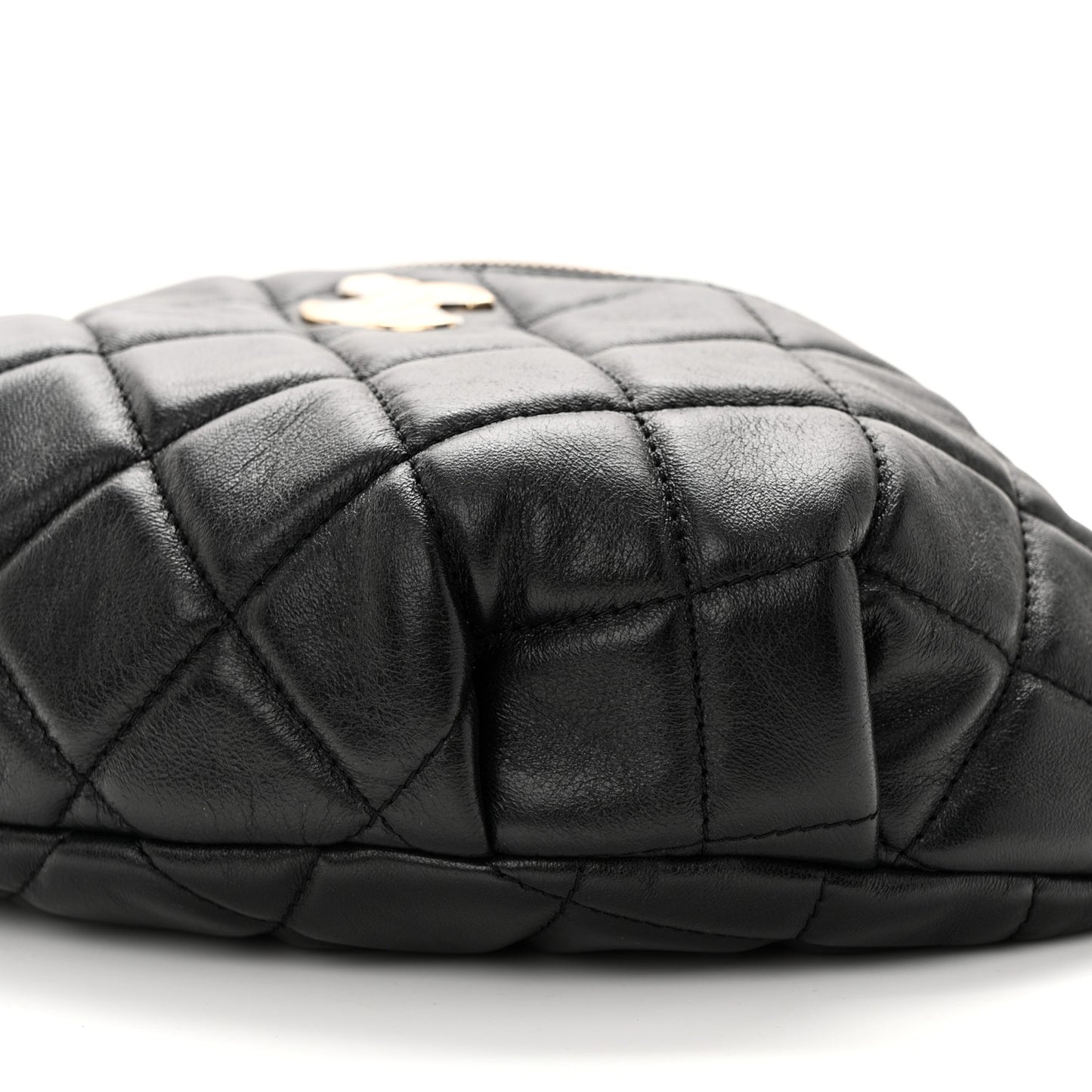 Lambskin Quilted Waist Bag Fanny Pack Black
