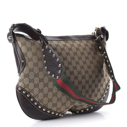 Gucci Monogram Web Studded Pelham Shoulder Bag Dark Brown 3 of 10