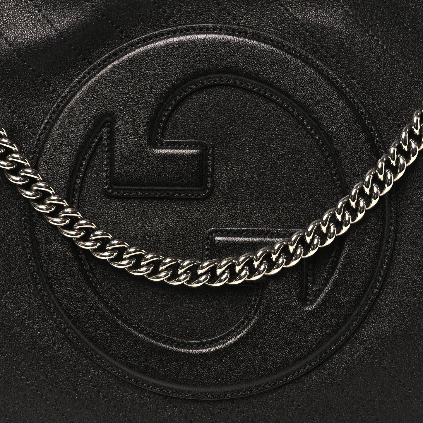 Sakai Be Green Calfskin Diagonal Stitched Medium Blondie Tote Black