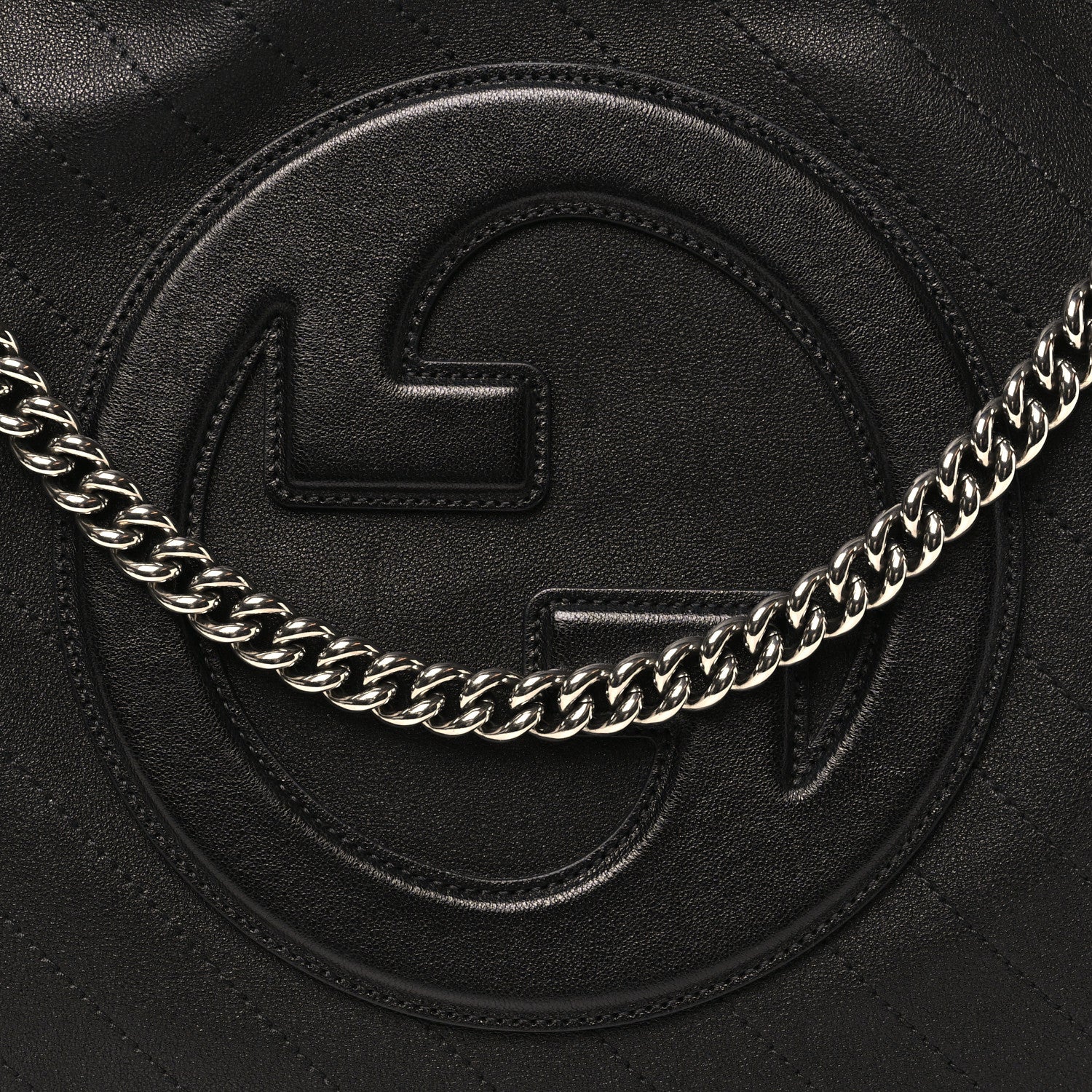 Gucci Sakai Be Green Calfskin Diagonal Stitched Medium Blondie Tote Black 8 of 11