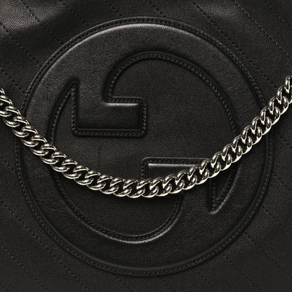Gucci Sakai Be Green Calfskin Diagonal Stitched Medium Blondie Tote Black 8 of 11