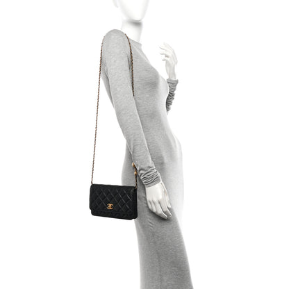 Chanel Lambskin Quilted CC Pearl Crush Wallet on Chain WOC Black 2 of 12