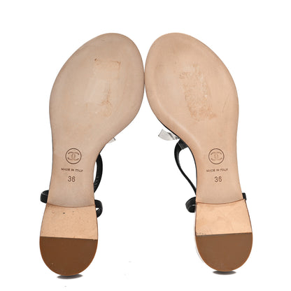 Chanel Calfskin CC Thong Sandals 36 Black 5 of 8