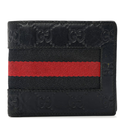 Gucci Guccissima Signature Web New Web Bi-Fold Coin Wallet Black 1 of 12