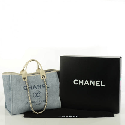 Chanel Canvas Deauville Large Tote Light Blue 6 of 9